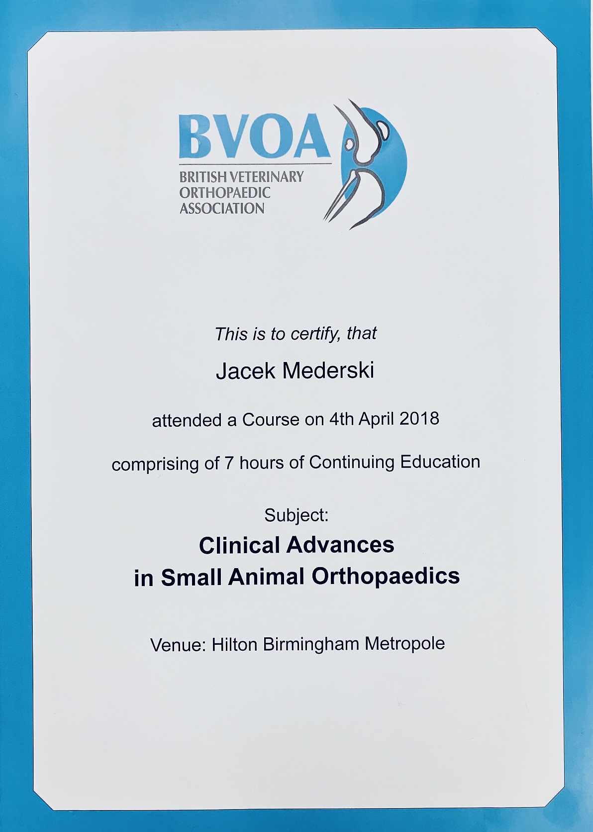 BVOA Clinical Advances in Small Animal Orthopaedics-Birmingham